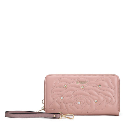 Rosette 3d Crystal Vegan Leather Handbag + Wallet