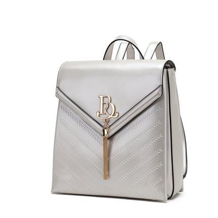Brangio Italy Elegant Chevron Vegan Leather Backpack