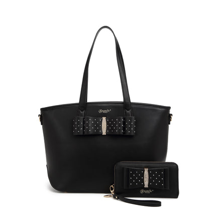Ribbon Romance Tote Handbag With Rhinestones