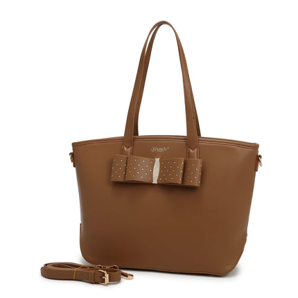 Ribbon Romance Tote Handbag With Rhinestones
