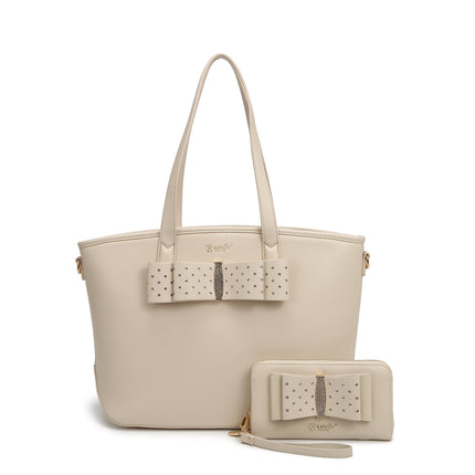 Ribbon Romance Tote Handbag With Rhinestones