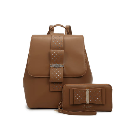 Ribbon Romance Travel Backpack With Rhinestones