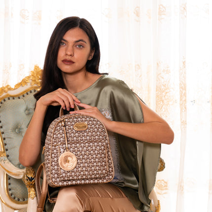 Brangio Italy Floral Rose Gold Accents Mini Backpack