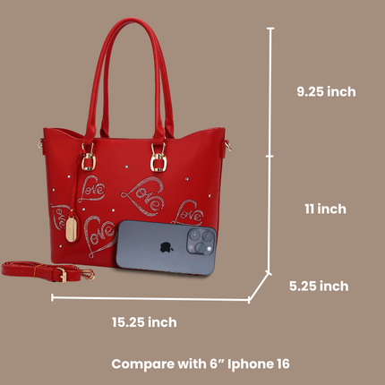 Brangio Elegant Love-Embellished Tote Bag