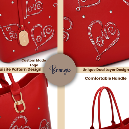 Brangio Elegant Love-Embellished Tote Bag