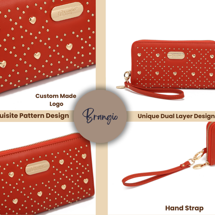 Brangio Glamorous Studded Wristlet Wallet