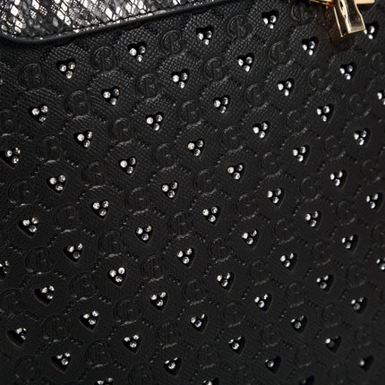 Brangio Elegant Black Heart & Snakeskin Tote Bag