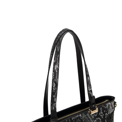 Brangio Elegant Black Heart & Snakeskin Tote Bag