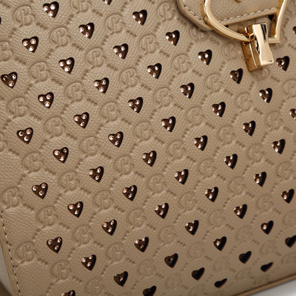 Brangio Chic Beige Heart-Patterned Tote Bag