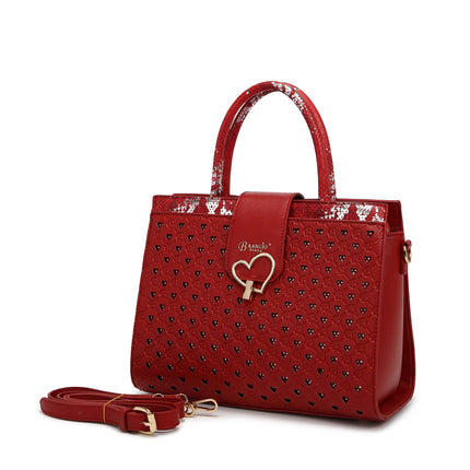 Brangio Chic Beige Heart-Patterned Tote Bag