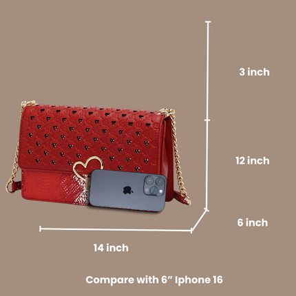 Brangio Elegant Heart-Patterned Crossbody Bag