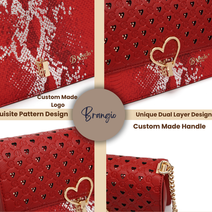 Brangio Elegant Heart-Patterned Crossbody Bag
