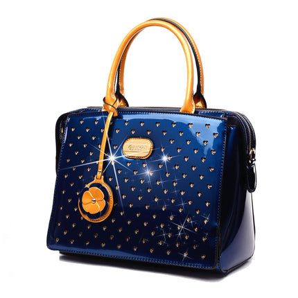 Brangio Glossy Handbag With Floral Accent