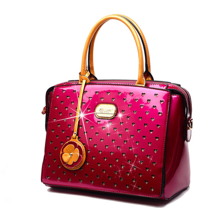 Brangio Glossy Handbag With Floral Accent