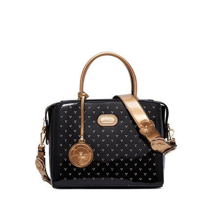 Brangio Glossy Handbag With Floral Accent