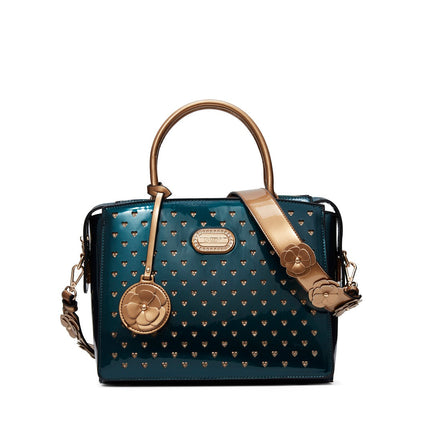 Brangio Glossy Handbag With Floral Accent