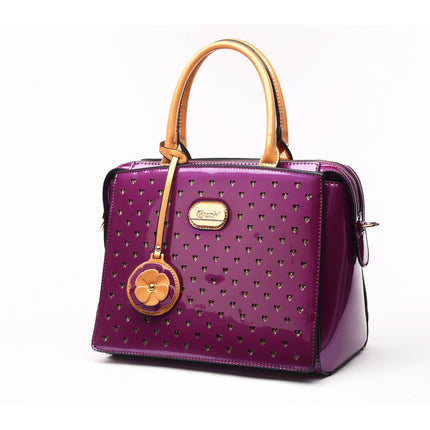 Brangio Glossy Handbag With Floral Accent