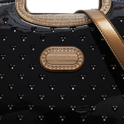 Brangio Italy Luxury Studded Hearts Rhinestone Designer Handbag