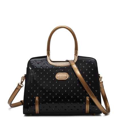 Brangio Italy Luxury Studded Hearts Rhinestone Designer Handbag