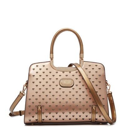 Brangio Italy Luxury Studded Hearts Rhinestone Designer Handbag