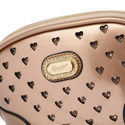Brangio Italy  Mini Crossbody – Faux Leather Camera Bag With Heart Studs & Gold Chain Strap | U.S.A. Company Ships From