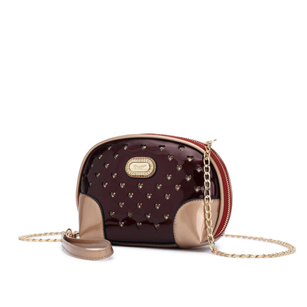Brangio Italy  Mini Crossbody – Faux Leather Camera Bag With Heart Studs & Gold Chain Strap | U.S.A. Company Ships From