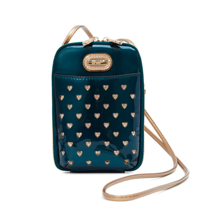 Brangio Italy Heart Stud Mini Patent Leather Phone Purse