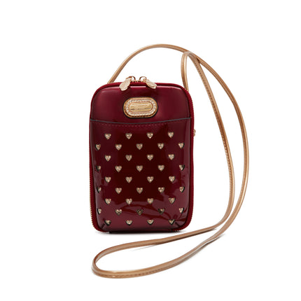 Brangio Italy Heart Stud Mini Patent Leather Phone Purse