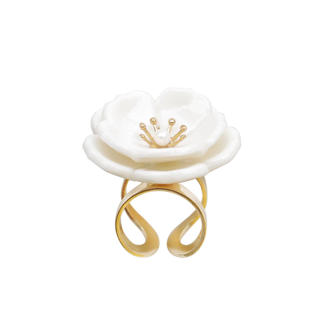 Porcelain Plum Blossom Statement Ring