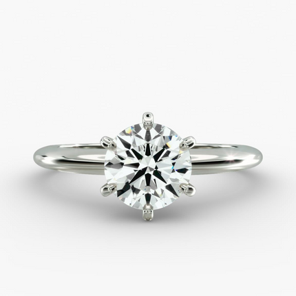 3.00 CTW AGI Certified Round Lab Grown Diamond Six Prong Solitaire Engagement Ring - F-Vs Clarity in 14K White Gold