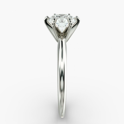 3.00 CTW AGI Certified Round Lab Grown Diamond Six Prong Solitaire Engagement Ring - F-Vs Clarity in 14K White Gold