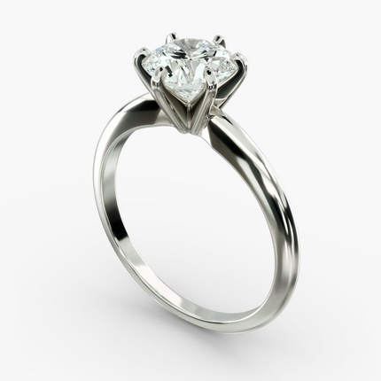 3.00 CTW AGI Certified Round Lab Grown Diamond Six Prong Solitaire Engagement Ring - F-Vs Clarity in 14K White Gold