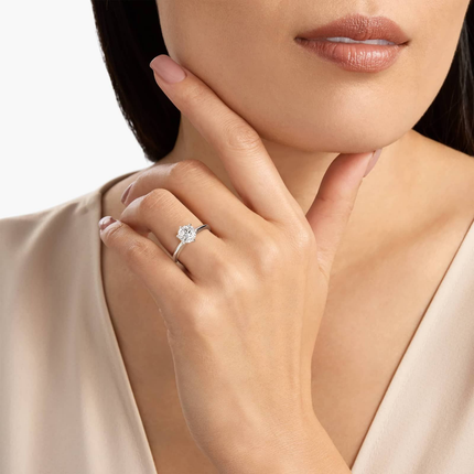 3.00 CTW AGI Certified Round Lab Grown Diamond Six Prong Solitaire Engagement Ring - F-Vs Clarity in 14K White Gold