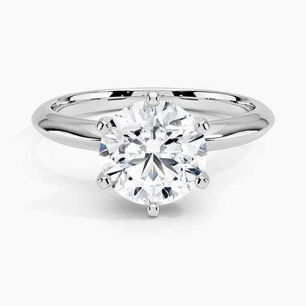 3.00 CTW AGI Certified Round Lab Grown Diamond Six Prong Solitaire Engagement Ring - F-Vs Clarity in 14K White Gold