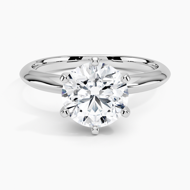 3.00 CTW AGI Certified Round Lab Grown Diamond Six Prong Solitaire Engagement Ring - F-Vs Clarity in 14K White Gold