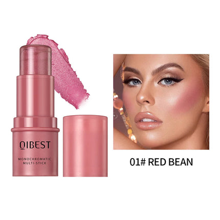 3-In-1 Cheek Blush Stick Lip Tinted Eyes Cheek Lips Brighten Cream Water-Resistant Moisturizing Face Contouring Shadow B