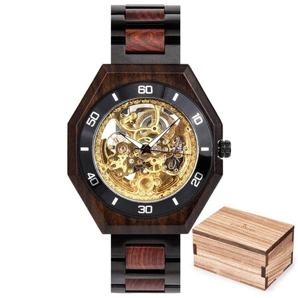 BOBO BIRD Wood Mechanical Watch Men Relogio Masculino Big Mens Watches Top Brand Luxury Timepieces Customized Dropshipping