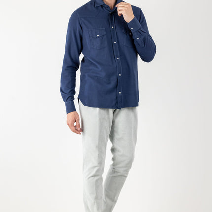 Blue Cotton and Viscose Shirt Autumn/Winter