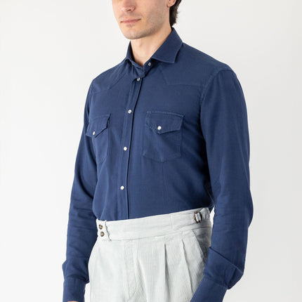 Blue Cotton and Viscose Shirt Autumn/Winter