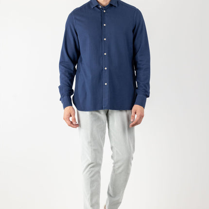 Blue Cotton and Viscose Shirt for Autumn/Winter