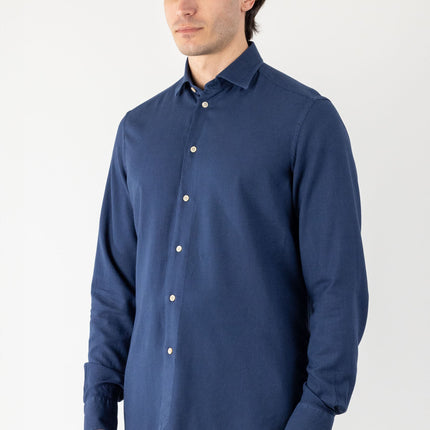 Blue Cotton and Viscose Shirt for Autumn/Winter
