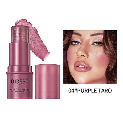 3-In-1 Cheek Blush Stick Lip Tinted Eyes Cheek Lips Brighten Cream Water-Resistant Moisturizing Face Contouring Shadow B