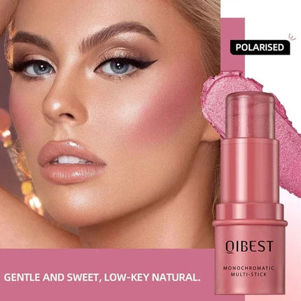 3-In-1 Cheek Blush Stick Lip Tinted Eyes Cheek Lips Brighten Cream Water-Resistant Moisturizing Face Contouring Shadow B