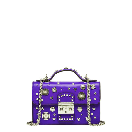 Studded Small Leather Crossbody Bag Royal Blue Purse  Women's Handbag