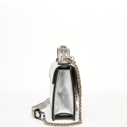 Small Leather Crossbody Bag Studded Silver Purse