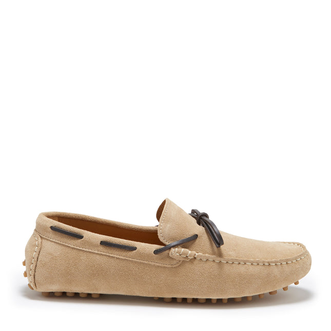 Laced Driving Loafers, Taupe Suede
