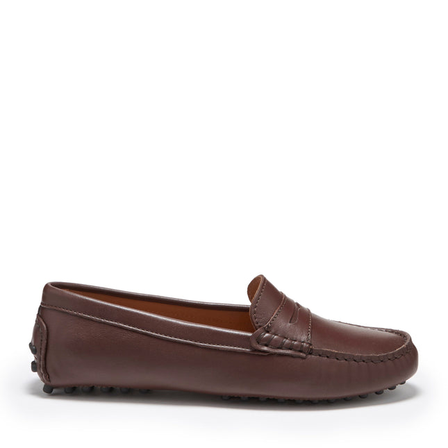Women's Penny Driving Loafers, Brown Leather