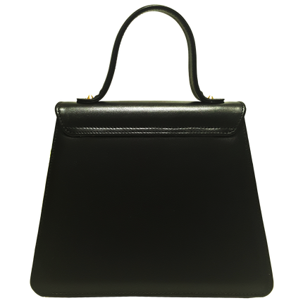 Top Handle Fringed Clasp Handbag Black