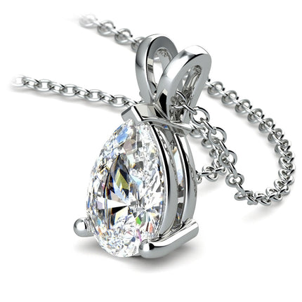 2.00 CTW AGI Certified Pear-Cut Lab-Grown Diamond (F/Vs) Pendant in 14K White Gold