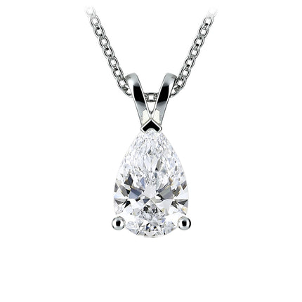 2.00 CTW AGI Certified Pear-Cut Lab-Grown Diamond (F/Vs) Pendant in 14K White Gold